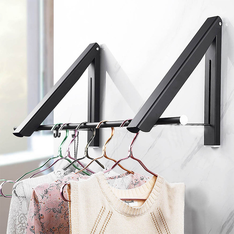 Hidden Clothes Rack Wall Mounted Folding Laundry Drying Rack Clothes ...