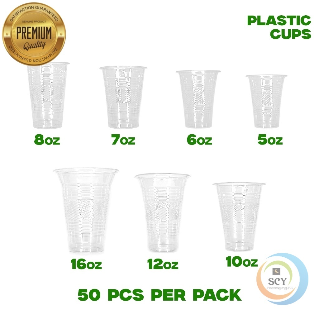 Disposable Cups 50pcs 5oz 6oz 7oz 8oz 10oz 12oz 16oz Clear Plastic ...