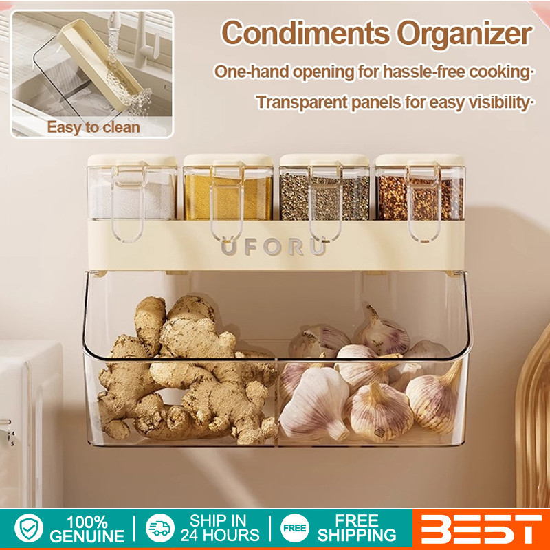 Detachable Design Plastic Seasoning Box Wall Mounted Ginger Garlic ...