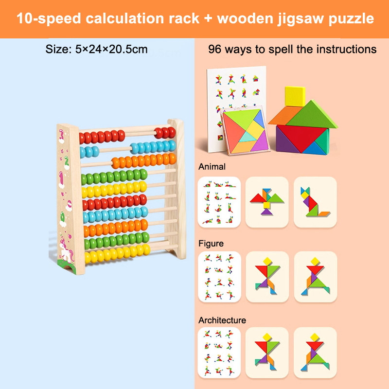 Warm Wooden Counting Toy Abacus Montessori Education Math Toy Children ...
