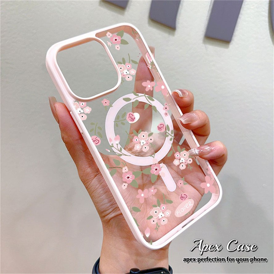 Pink Spring Magnetic Case for iPhone 15 16 14 13 12 11 Pro Max for ...