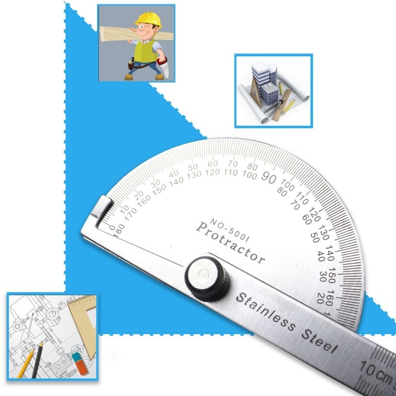 180 Degree Ruler Round Head Angle Gauge Protractor Angle Finder ...