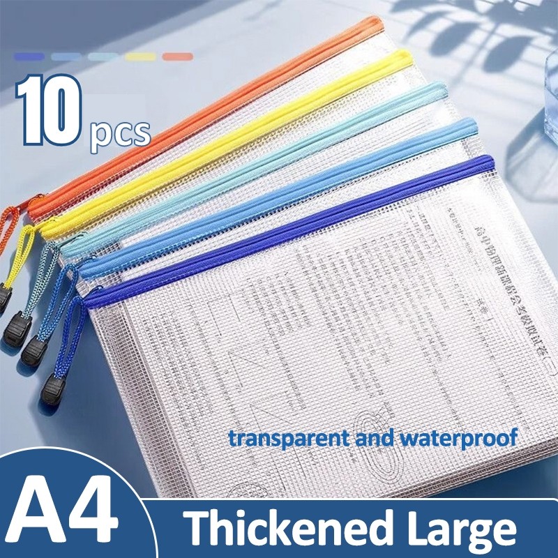 Zipper Grid Bag A4 Transparent File Bag for Students Storage Waterproof ...