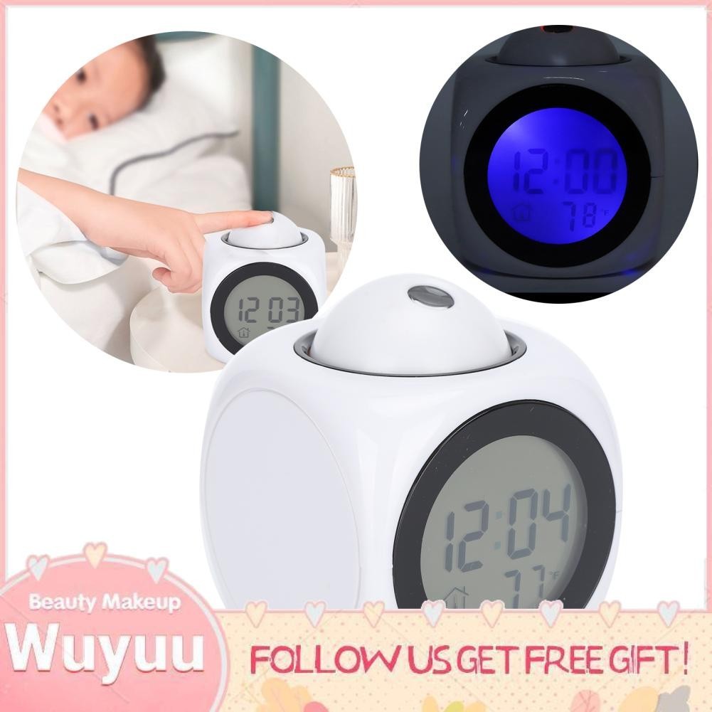 Wuyuu Projection Alarm Clock Talking LCD Projector LED Time Temperature ...