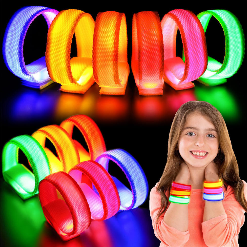 LED Light Up Bracelets Glow Flashing Wristbands Glow in The Dark Party ...