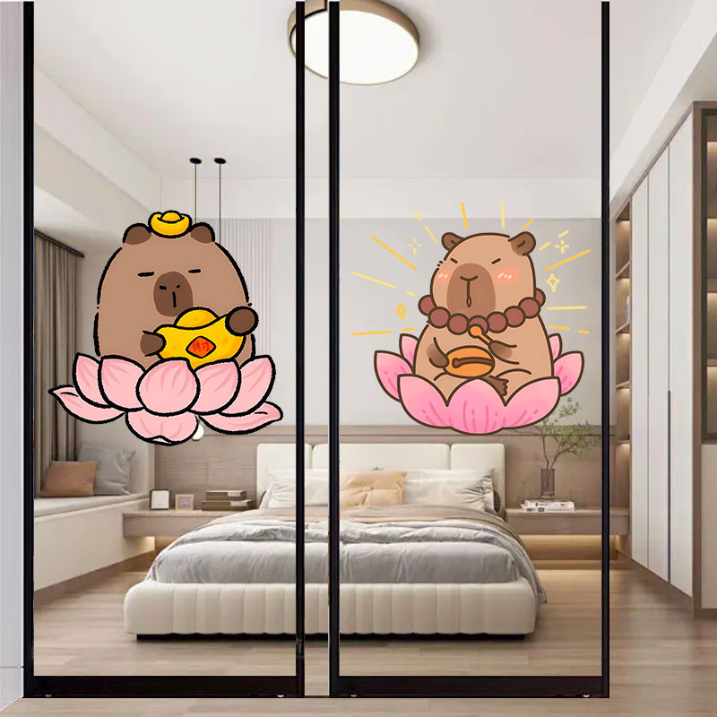 Cartoon Transparent Film Window Glass Door Display Window Cute Stickers ...