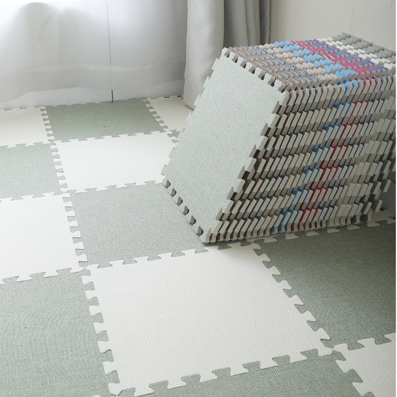 30*30cm Linen Carpet Puzzle Rug Eva Foam Mat Rug Puzzle Interlock Floor