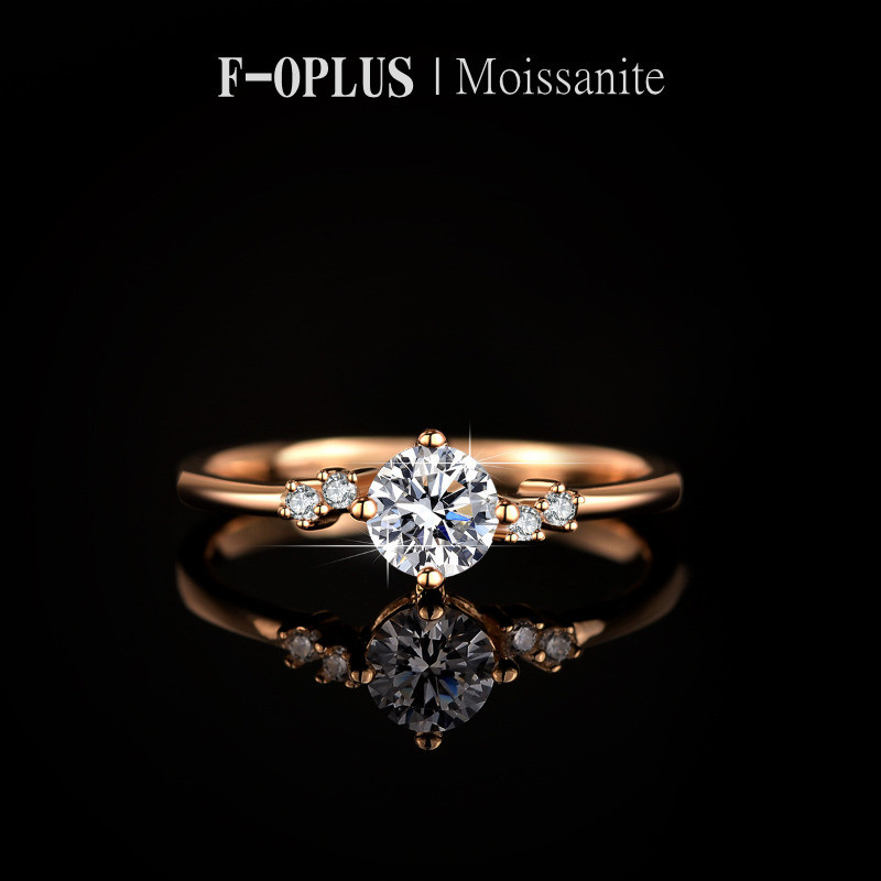 F-OPLUS | 0.5ct D-color Real Moissanite Ring with GRA Certificate ...