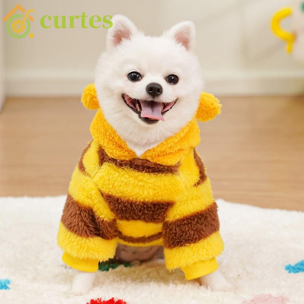 CURTES Pet Halloween Bee Hoodies, Cartoon Warm Cat Cosplay Clothes