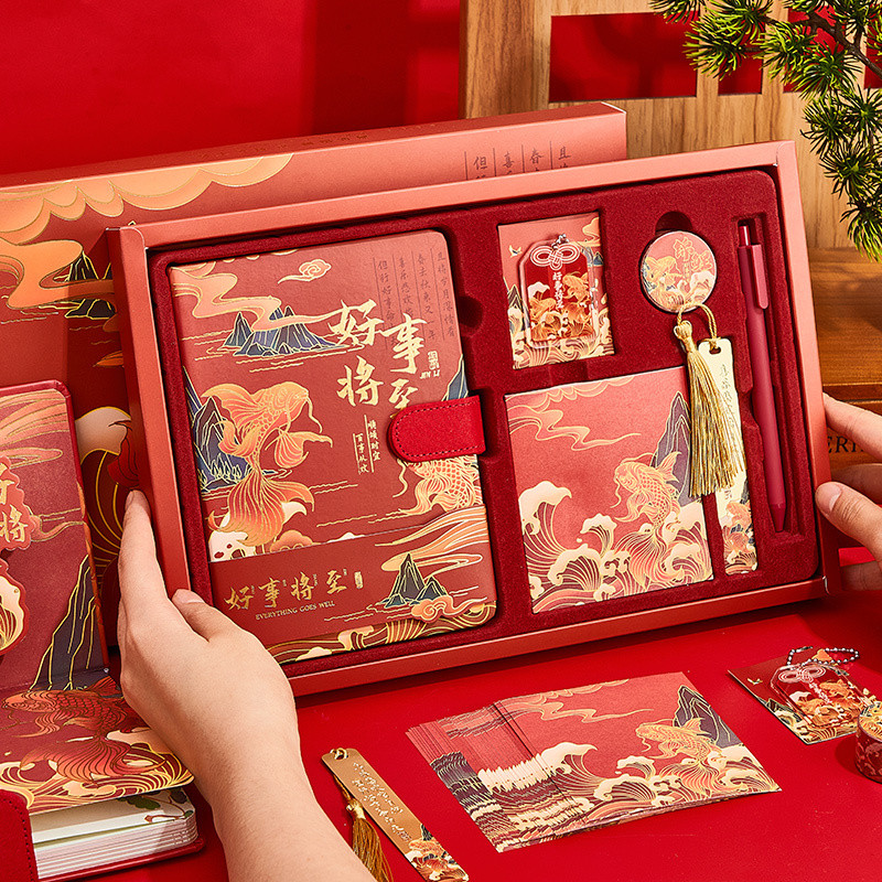 Chinese Style Notebook Gift Box Custom Ancient Style Koi Fish Journal ...