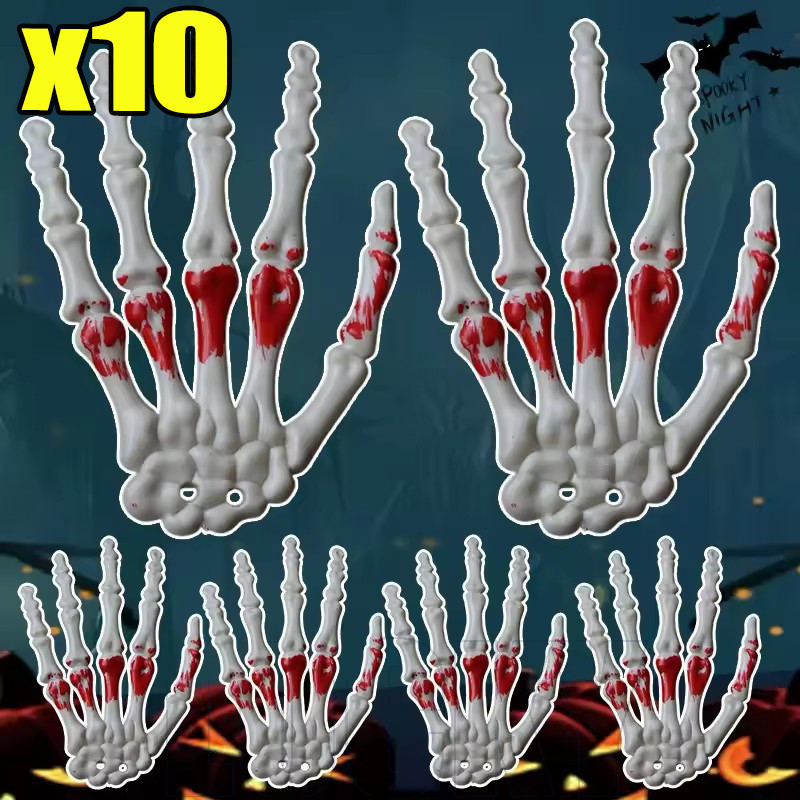 10Pcs Halloween Bloody Skeleton Hand Props - Terror Halloween Party ...