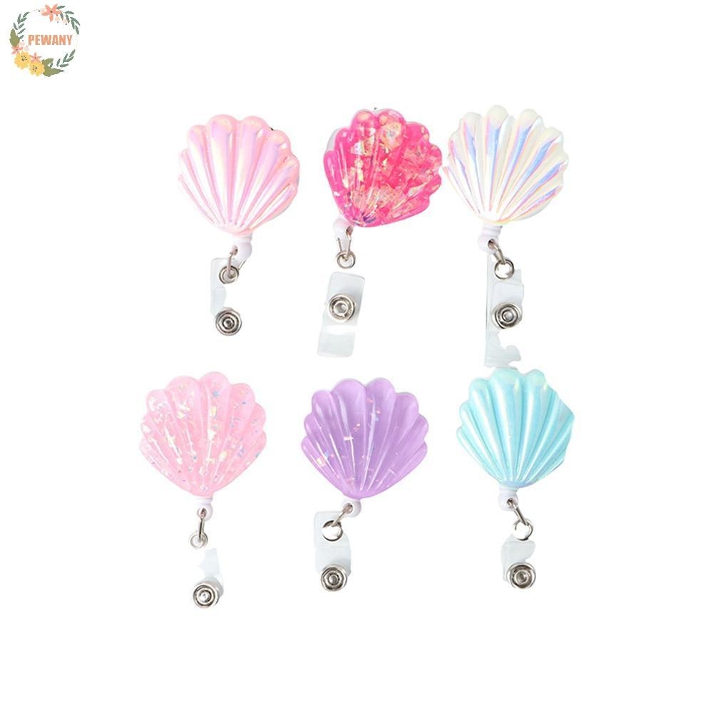 PEWANYZZ ID Badge Holder Shell Shape Work Card Badge Holder Clip Card ...