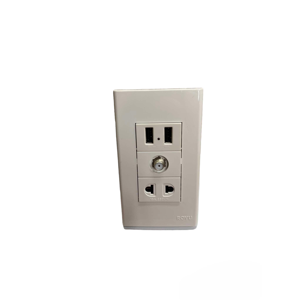 Royu 3 Gang 2 Port USB 2100mAh 5VDC and Cable Outlet and Universal ...