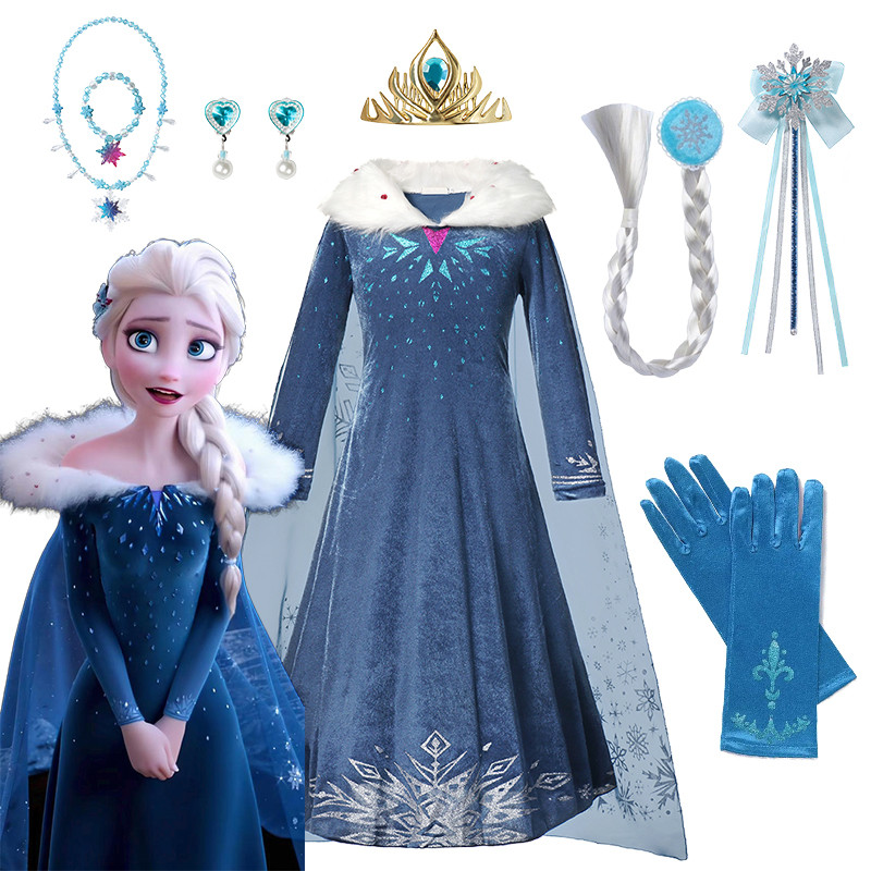 thumbnail image 2 of Girls Ice Queen Complete Costume Outfit - Elsa Style Fancy Dress (Blue) 2 of 4