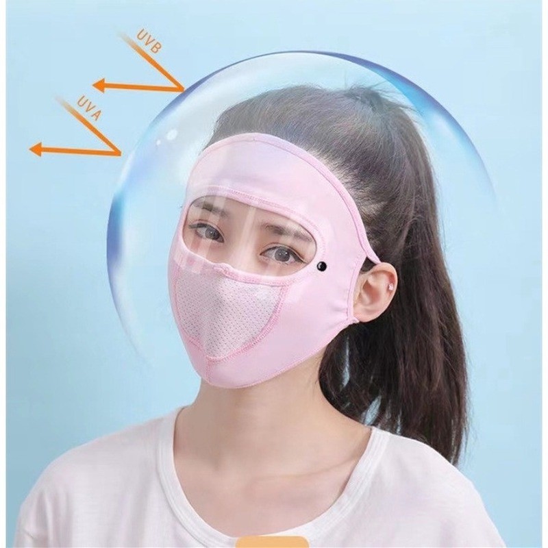 Women Thin Breathable Ice Silk Sunscreen Long Neck Full Face Mask ...