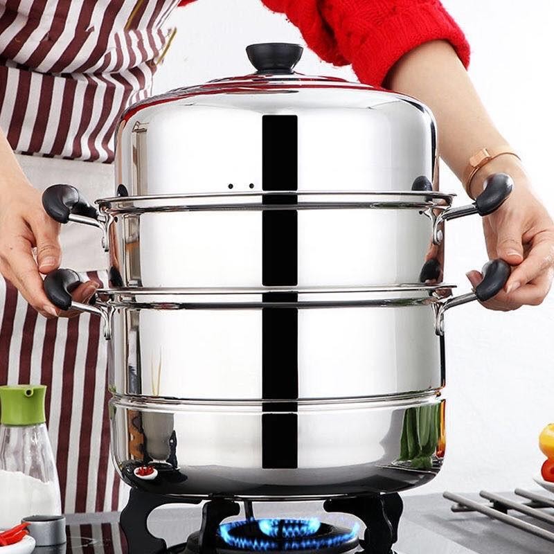 SX 100% High Quality Stainless 28cm Steel Steamer Cookware Multi ...