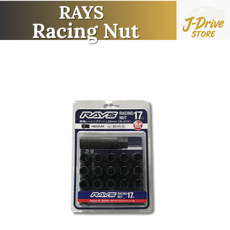 RAYS Racing Nut 17HEX M12×1.25 Black 35mm Set of 16 (Part No ...
