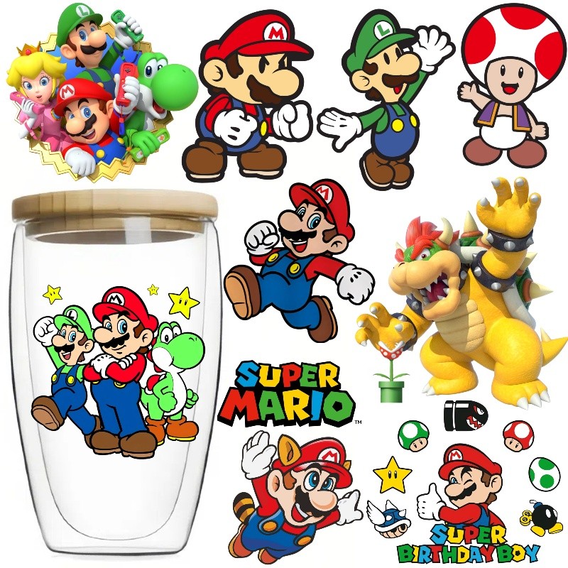 Super Mario Cold Print Stickers Crystal Adhesive UV Transfer Stickers ...