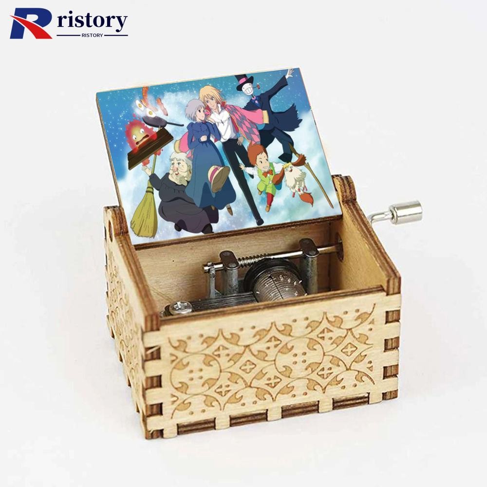 AXPH RISTORY Anime Howl's Moving Castle Black Wooden Music Box Merry Go ...