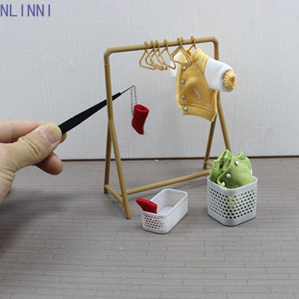 NLINNI Doll Clothes Rack, 1/12 Scale Garment Organizer Miniature ...