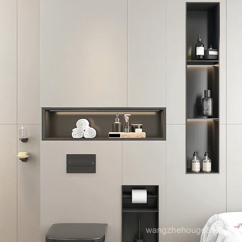Stainless Steel Niche Bathroom Cabinet TV Embedded Shower Room Storage ...