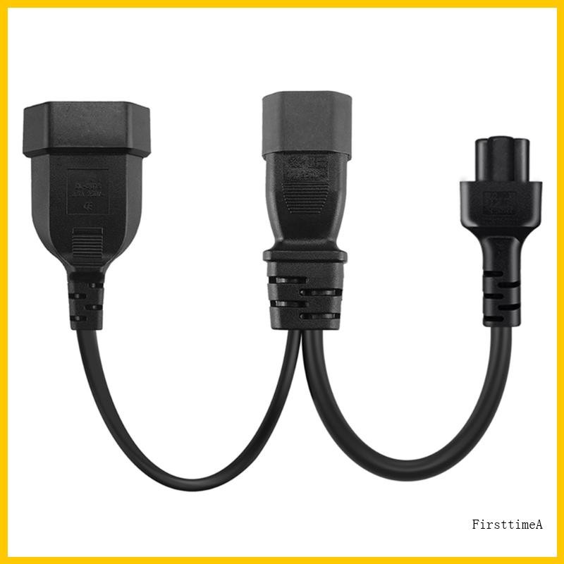 Fir 32cm 1ft IEC320 C14 to IEC320 C5 + 2 Hole EU4 0mm Power Cord 1 in 2