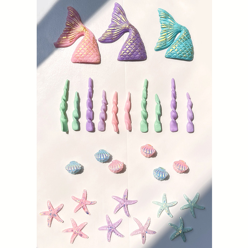 Mermail Cake Decoration Pink Purple Mermaid Tails Bubbles Shells Cake ...