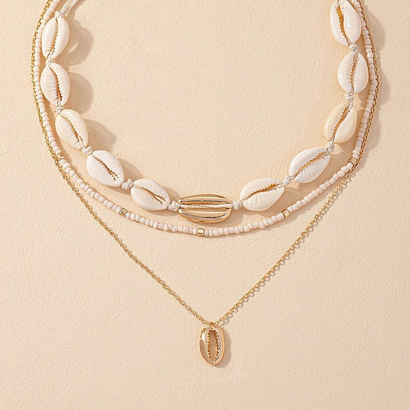 YX Collarbone Chain Layers Accessories Women Rice Beads Shell Pendant ...
