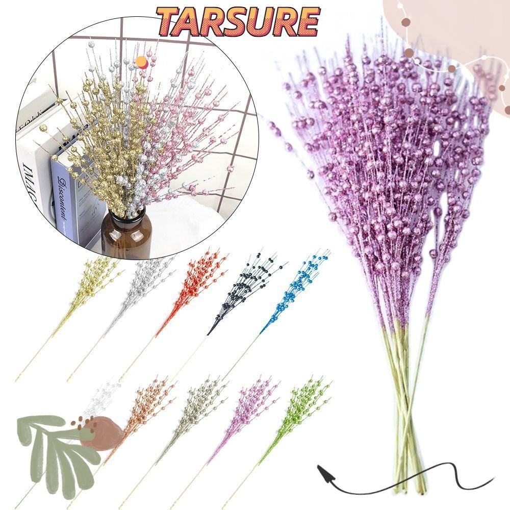 TARSURR 5pcs Glitter Berry Stem Decorations Artificial Glittery Twigs
