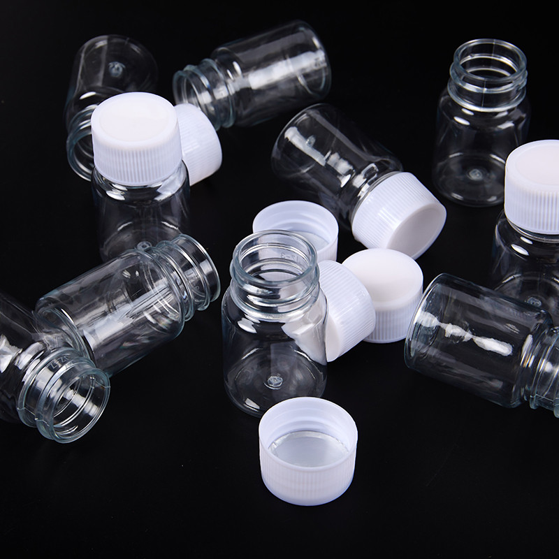 GMARTY 10PCS Plastic PET Clear Empty Seal Bottles Solid Powder Medicine ...