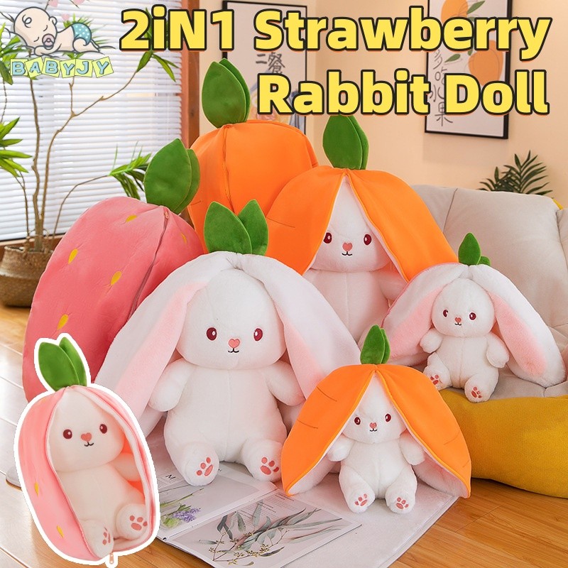 2in1 Strawberry Rabbit Stuffed Toy Cartoon Stuffed Toy Plushie Stuffed ...