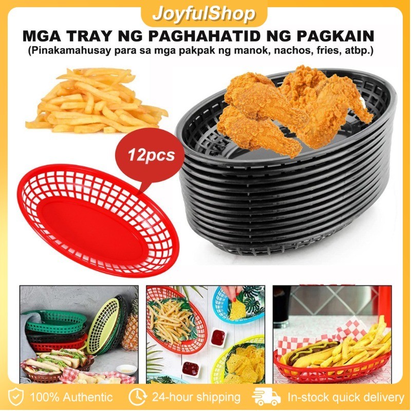 12*Food Serving Tray Basket Oval for Burger Unliwings Fries Nachos Rice ...