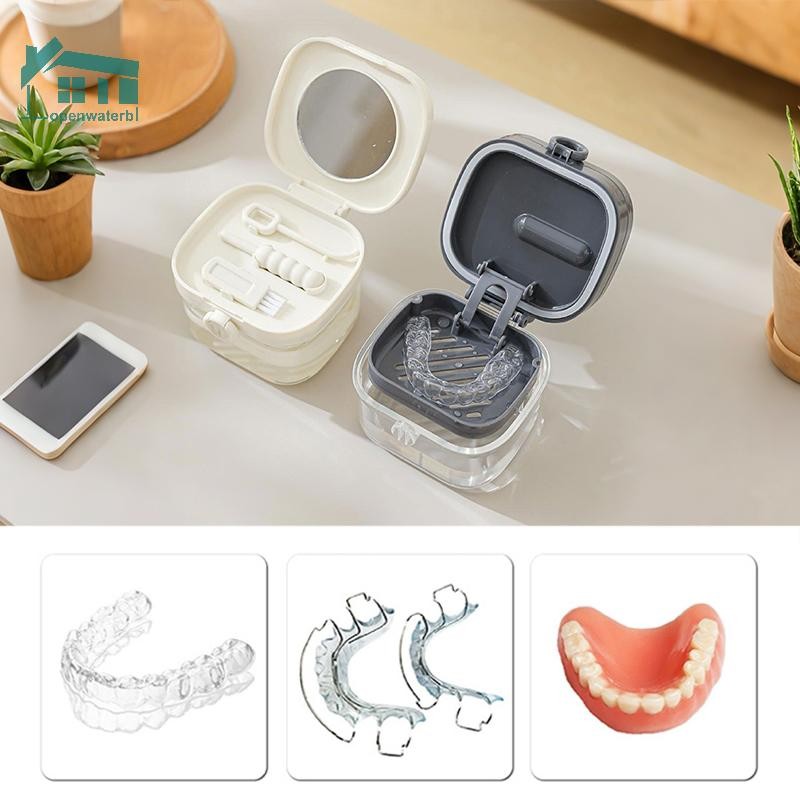 [Jei] Portable Mouth Guard Box Retainer Case Oral Cleaning False Teeth ...