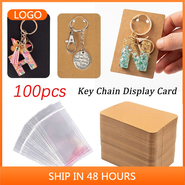 100 Pcs Keychain Display Cards with Self-Sealing Bags for Display Key ...