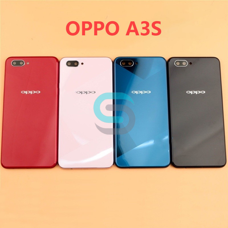 For Oppo A3s Back Battery Cover Door Housing case Rear Glass parts ...