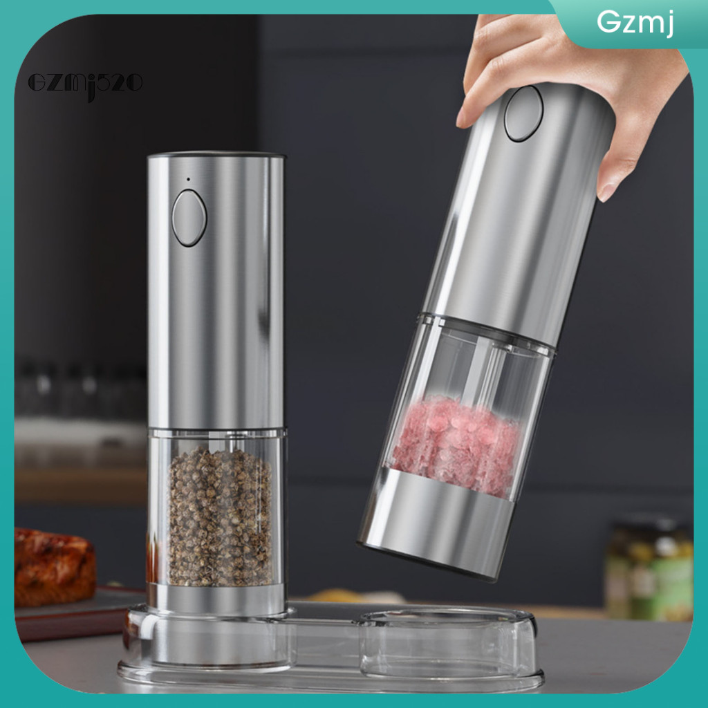 Gzjjx Led Light Salt And Pepper Mill Rechargeable Spice Grinder Combo Electric Salt And Pepper