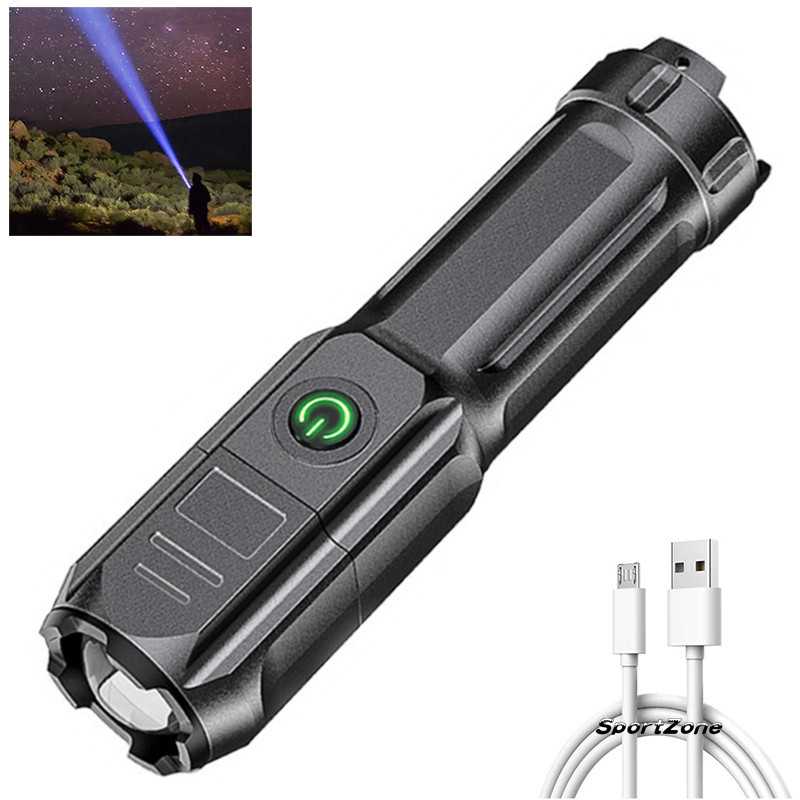 Flashlight Strong Light Bicycle Lights Rechargeable Zoom Giant Bright ...