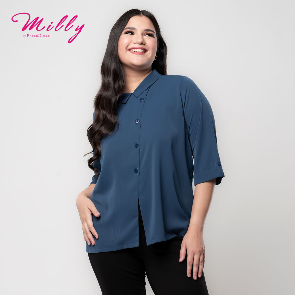 Milly Plus Size Lovenia Collared Top in Cityscape Print
