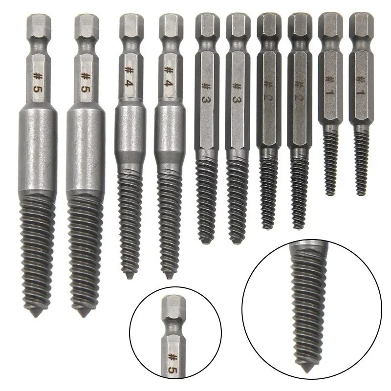 10pc Hexagonal Shank Broken Head Screw Extractor Screw Broken Head ...