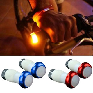 2PCS Bike Handlebar Light LED Bicycle Light Turn Signal Cycling Handle Bar End Plug Safety Warning Indicator Lamp Accessories