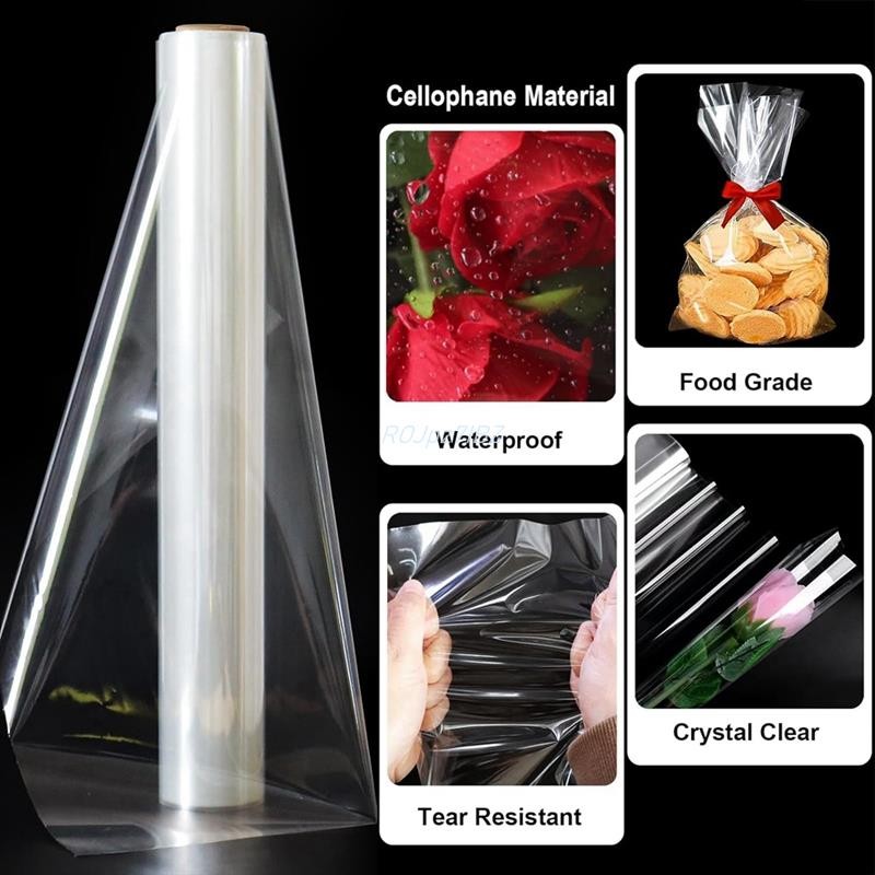 100Ft Clear Cellophane Wrap Roll 34In X 100Ft Extra Wide Clear Wrapping ...