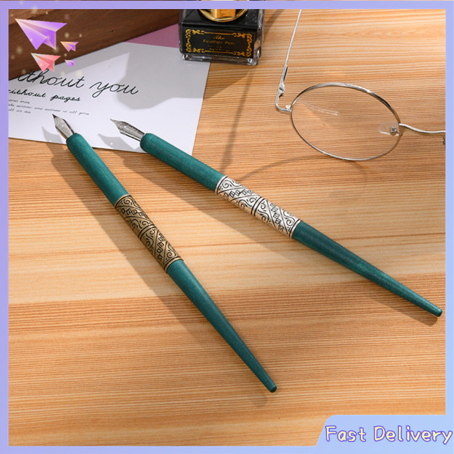 Wooden Shell Dip Pen Artistic English Calligraphy Pen Imitation Glass ...