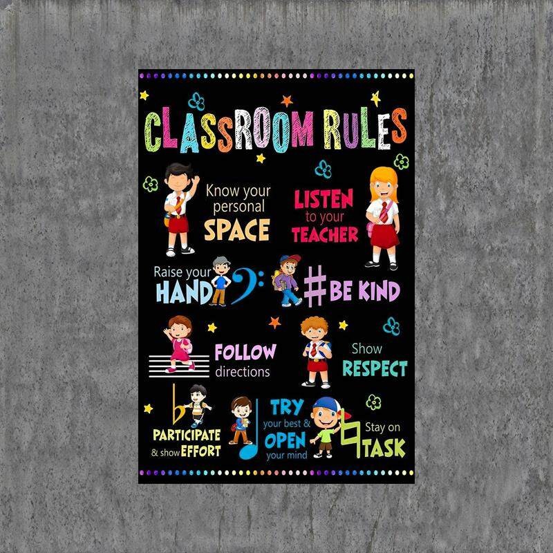 Classroom Rules Poster Canvas Class Wall Decor School Wall Art Vertical ...