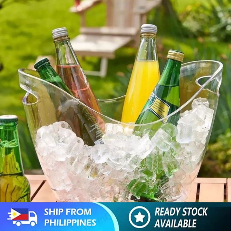 [COD] 4L Ice Buckets Clear Acrylic Drink Bucket Beverage Tub Wine ...