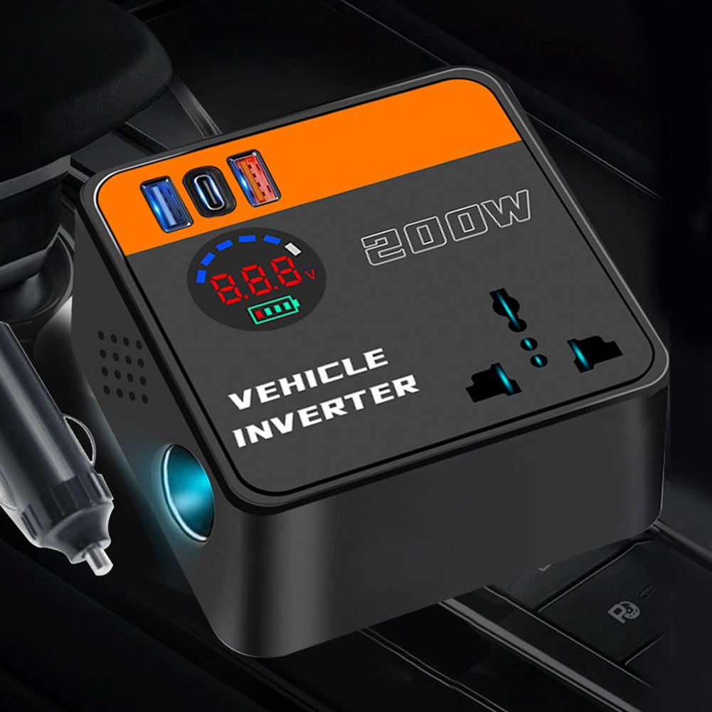 200W Universal Car Power Inverter 12V/24V to 220V Smart Car Power ...