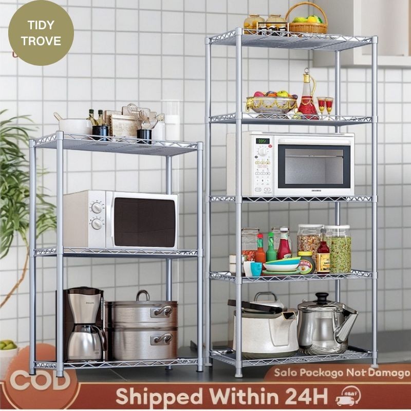 5/4/3-Tier Heavy Duty Kitchen Organizer Storage Rack | Silver Grey ...