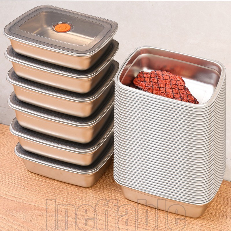 4Pcs 1200ml Stainless Steel Crisper - Food Container - with Sealed Lid ...