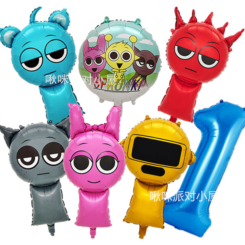 Incredibox Sprunki Balloons Raddy Gray Garnold Sky Pinki Foil balloon ...