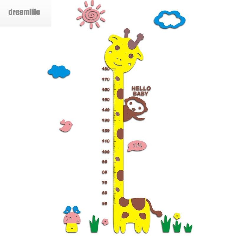 Kids Acrylic Wall Sticker Height Chart with Giraffe and Monkey ...