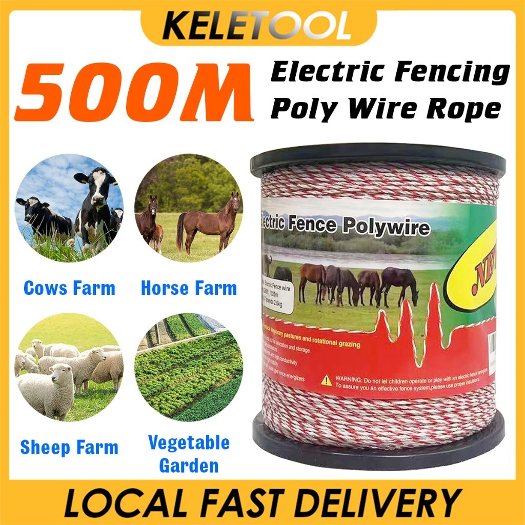 Electric Fence Rope Red White Poly Roll Low Resistance Wire Steel Rope ...